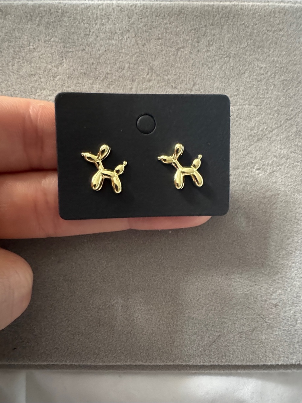 Gold Balloon Dog Stud Earrings for Kids